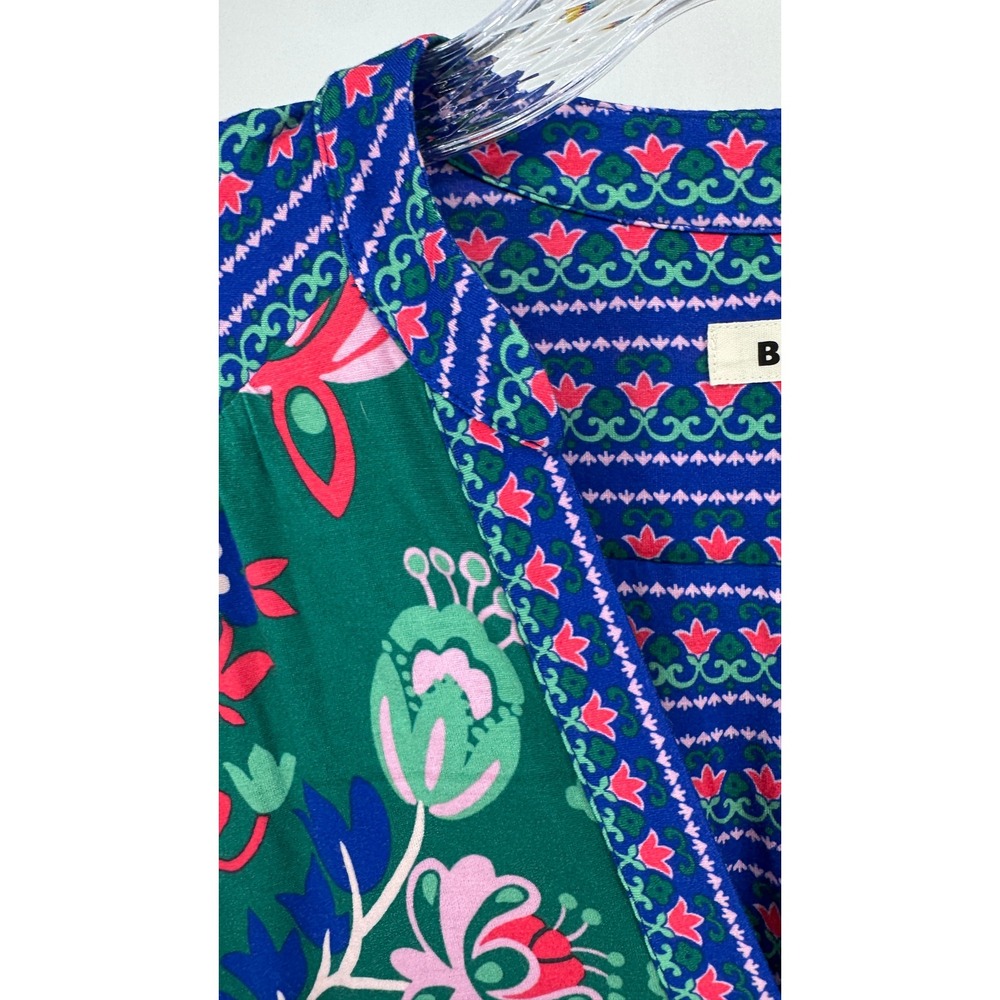 Boden Lily Jersey Maxi Tea Dress Womens 12P Green Floral V-Neck Pockets Boho - Picture 10 of 16